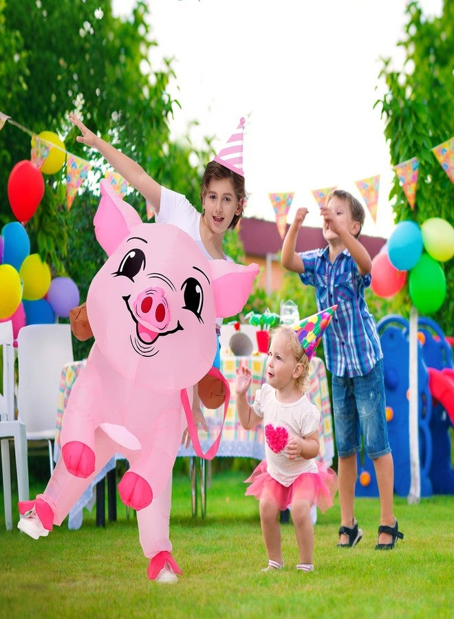 anroog زي خنزير قابل للنفخ للأطفال، زي تنكري للهالوين، زي خنزير قابل للنفخ للركوب، زي حيواني للبنات والأولاد، حفلة تنكرية - Image 3